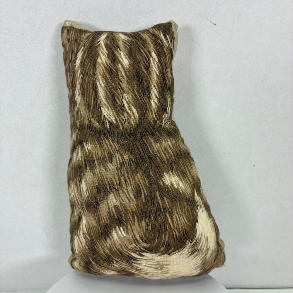 Vintage Tabby Cat Plush Pillow Small Screen Printed Decorative Kitten Brown 7" - Picture 2 of 4